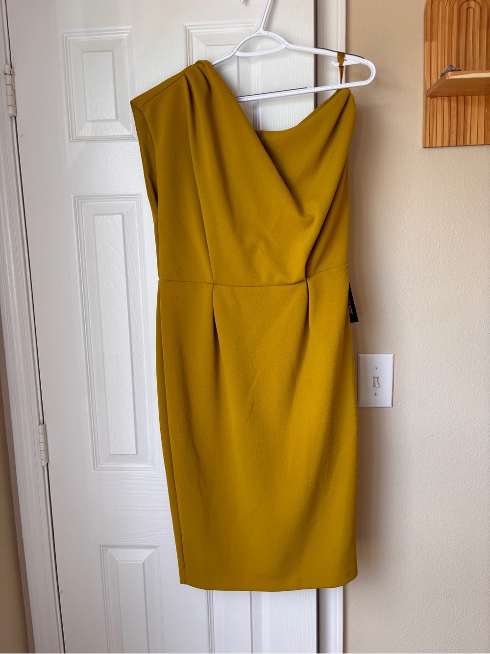 Mustard One-Shoulder Sheath Dress